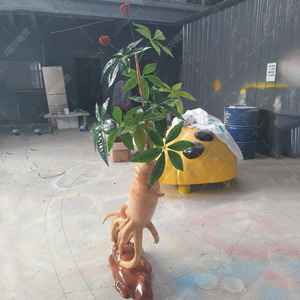 Sculpture en fibre de verre de ginseng simulé, grande décoration de plante artisanalette à poser au sol pour extérieur - Product Image 1