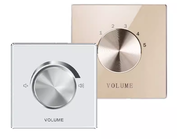 In-Wall Rotary Volume Amplifier Control Panel Wall Mount Speaker Volume Knob Controller for Home Theater Multi-Room Audio System