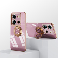Étui avec porte-anneau rotatif 360 béquille magnétique placage brillant couverture de téléphone pour Redmi Note 13 Pro Plus 5G