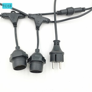 QY-01 ที่วางโคมไฟแบบกันน้ำกลางแจ้ง E27 พร้อมสายต่อขยาย IP65 สายเคเบิล PVC ปลั๊ก C20 ซ็อกเก็ต IEC - Product Image 1