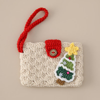 Sac à main en laine fait main en forme de feuille, écologique, pour la fête des pères et le Nouvel An, avec fil flocon de neige, porte-cartes, porte-rouge à lèvres, porte-monnaie, trousse de maquillage