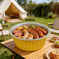 Barquette alimentaire ronde en aluminium doré, 3500 ml, épaisse, résistante aux hautes températures, jetable, pour rôtissage BBQ