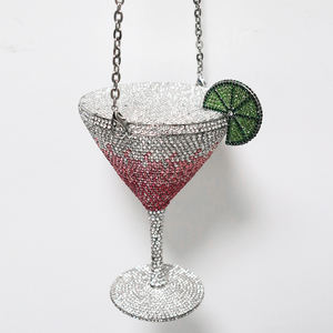 レディース用高級ダイヤモンドクリスタルラインストーンイブニングカクテルゴブレット高級マティーニグラスカジュアルクロスボディクラッチバッグ付き - Product Image 4