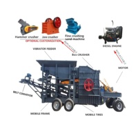 Concasseur à mâchoires mobile monté sur pneus 3-6t/h, concasseur portable à alimentation de 150 mm pour ligne de production d'agrégats de pierre PE250x300