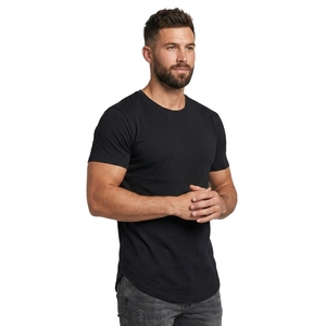 Camiseta Personalizada para Hombre con <span class=keywords><strong>Dobladillo</strong></span> Curvo, Corte Ajustado, Camiseta Larga Lisa para Hombre - Product Image 5