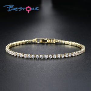 Bestone Fashion Trendy - Cadena de Tenis Redonda de Circonita Chapada en Oro de 18K, Pulsera Unisex para Aniversario, 2.5mm 3mm 4mm - Product Image 5
