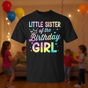 Camiseta Tie Dye para niñas, hermana pequeña de la cumpleañera, para fiestas - Product Image 3