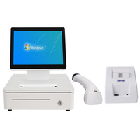 HSPOS HS-A14, Sistema POS Todo en Uno con Pantalla Táctil de 10 Pulgadas, Sistema Windows I3+4G+64G, Software Gratuito, Pantalla para Clientes VFD, Comercio Minorista
