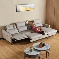 Canapé d'angle moderne extensible avec rangement, chaise longue et fauteuil inclinable électrique 3-en-1 multifonctionnel en tissu pour salon