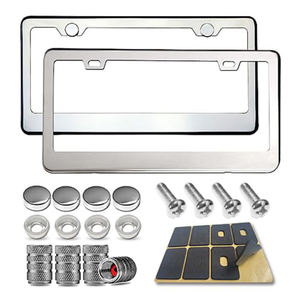 Cadre de plaque d'immatriculation de moto personnalisé de haute qualité argent noir chrome cadre de plaque d'immatriculation logo personnalisé - Product Image 4