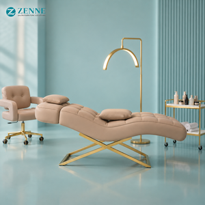 Fauteuil de Soin Esthétique Luxe pour Extensions de Cils et Traitements Faciaux, Mobilier de Salon avec Cadre Doré, Lampe <span class=keywords><strong>Arc</strong></span> et Chariot - Product Image 2