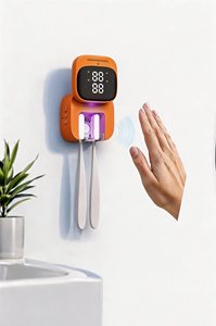 Hands-free wave induction Automatic open cover <b>LED</b> <b>clock</b> display OEM/ODM toothbrush sanitizers Sanitizers holder - Product Image 2
