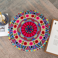 Boho Handmade Round Kissen bezug Marok kanis che Leinwand Boho Kissen bezug Kunden spezifische Stickerei Bohemian Round Seat Kissen bezug