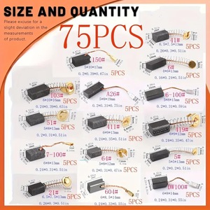 Carbon Brushes 75Pcs For <b>Power</b> Tools Drilling Machine Circular <b>Saws</b> Angle Grinders Replacement Electric Brush Set - Product Image 2