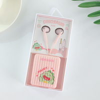 KIKI-382 Écouteurs filaires intra-auriculaires 3,5 mm avec logo personnalisé, écouteurs filaires avec câble, casque avec boîte de rangement mignonne et kawaii pour filles et enfants