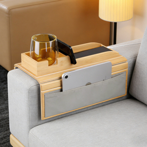 <span class=keywords><strong>Plateau</strong></span> <span class=keywords><strong>de</strong></span> <span class=keywords><strong>canapé</strong></span> en bambou avec porte-gobelet et support téléphone, poche <span class=keywords><strong>de</strong></span> rangement latérale antidérapante, table d'accoudoir pliable pour salon, organisateur <span class=keywords><strong>de</strong></span> collations - Product Image 1