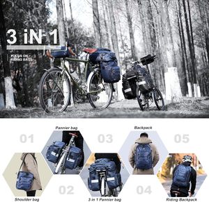 Bike Rack Pannier Bag 3 in 1 Rear Rack Carrier Trunk Bag, Water Resistance Custom Size Large Capacity Bike Rear Panniers - Product Image 6