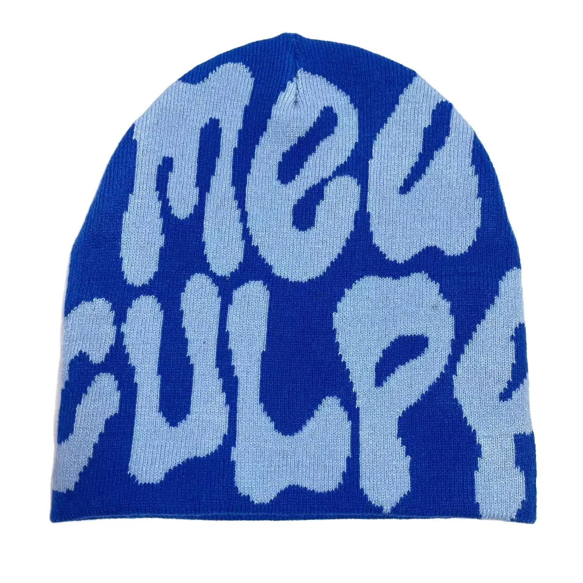 Oem Custom Unisex Acryl Beanie Hoeden Kleurrijk Patroon Jacquard Over Print Manchetten Beanie