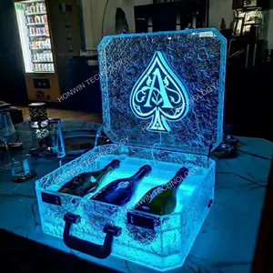 Ice Rock 3 bottles Rechargeable LED Ace of Spade Glorifier Box Champagne Bottle Carrier Case for Night Club Party Lounge Bar