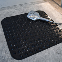 Tapis de bain carré transparent moderne 21 x 21 cm, design antidérapant robuste, pour toilettes et accessoires, avec ondulations stables, en PVC, pour douche et salle de bain