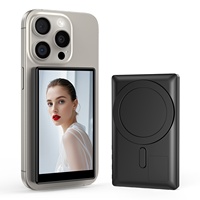 Monitor Selfie Layar Nirkabel Mini Kamera Belakang untuk IPhone/Android dengan Klip Magnetik untuk Ponsel, Vlog Streaming