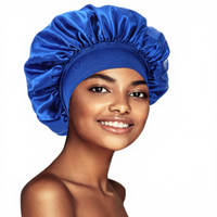 Bonnet de nuit en satin rayé soyeux Fengdi pour femme, grand bandeau large et doux, idéal pour cheveux bouclés et tresses, tour de tête 48-50 cm