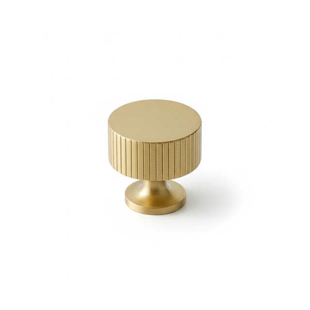 Brushed Solid Brass Knurled Kitchen Handle Knob Cabinet Wardrobe Furniture Vertical Knurled Brass Pull Knob