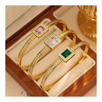 Mlluki Fashion Bracelets et Joncs en Acier Inoxydable Plaqué Or 18K avec Breloques Diamant et Bijoux en Zircon pour Femme