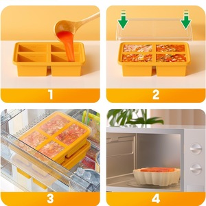 Plateau de congélation en silicone Moule à soupe <span class=keywords><strong>Glaçons</strong></span> Paquet de 4 Récipients de congélation <span class=keywords><strong>des</strong></span> aliments pour le stockage et la congélation de la sauce à soupe Glace Garder au frais - Product Image 5