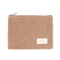 Logo personnalisé personnalisé écologique naturel Jute chanvre toile de jute maquillage cosmétique fermeture éclair pochette sacs pour cadeaux