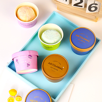 Magasins jetables personnalisés, magasins de crème glacée Gobelets en papier de crème glacée Gobelets en papier de crème glacée au chocolat avec logo personnalisable