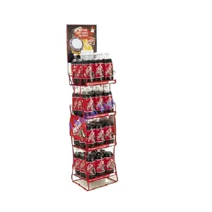 折叠丝瓶架，用于瓶装水饮料地板站立饮料展示架零售可乐