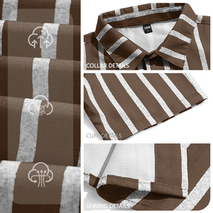 Camicie da <span class=keywords><strong>uomo</strong></span> in misto <span class=keywords><strong>lino</strong></span> a righe con colletto a risvolto, bicolore, stile casual da <span class=keywords><strong>spiaggia</strong></span> per vacanze, produzione diretta OEM personalizzabile - Product Image 4