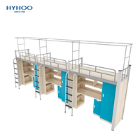 Lit triple superposé en métal de lit de dortoir d'étudiant d'appartement d'université durable avec la serrure de stockage d'étagère de bureau d'ordinateur