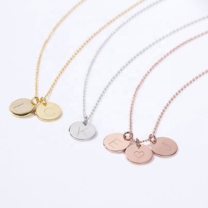 Collier personnalisé en acier inoxydable avec pendentif en or, lettres initiales, arabe, maman, fils, 3 breloques pièces de monnaie vierges - Product Image 1