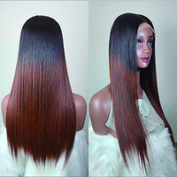 Nueva y Hermosa Peluca de Cabello Humano Virgen Vietnamita Liso Natural con Frente de Encaje Transparente HD 13x4 Sin Pegamento 1b/ # 4 para el color marrón