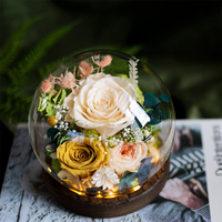 Boule de fleurs LED immortelle en roses fraîches véritables, décoration pour la remise des diplômes, Thanksgiving, Noël, la Saint-Valentin, la fête des mères, faite à la main