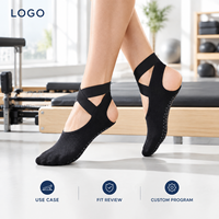 Chaussettes de danse et de Pilates Studio Grip, noires, à semelle intégrale, à talon ouvert, avec manchette enveloppante inspirée du ballet, ajustement parfait, pour la barre, lavables, avec gradation de taille