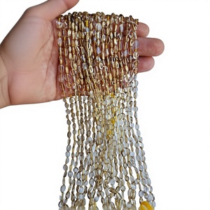 Cuentas de Cuarzo Limón Orgánico Natural, Forma Ovalada Lisa, Calidad AAA, 13 Hilos, Cuentas de Piedras Preciosas de Cuarzo Limón Orgánico - Product Image 1