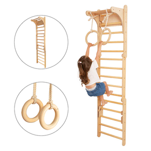 Barre parallele orizzontali gonfiabili per bambini Montessori pareti in legno - Product Image 2