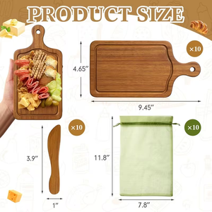 Ensemble de planches à fromage en bambou en gros, planches de service et de découpe en bois, <span class=keywords><strong>mini</strong></span> planches à charcuterie avec poignée, plateau à collations, pain et fruits avec logo - Product Image 2