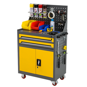 Mobile Steel <strong>Tool</strong> <strong>Trolley</strong> with Keyed Lock &amp; 2 Drawers | Metal Storage Cabinet on Wheels | Versatile Commercial Utility Cart - Product Image 1