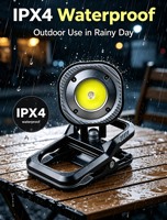 Lámpara de Trabajo LED COB Recargable de 4000 mAh con Clip Magnético, Lámpara de Proyección con Rotación de 360 Grados, Resistente al Agua IPX4, Lámpara de Trabajo para Camping