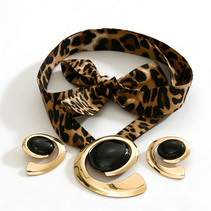 Nouvel ensemble tendance de colliers et bracelets en or, style bohème, en forme de spirale E, avec opale noire, pour femme - Product Image 3