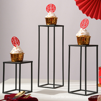 Support de présentation noir pour table de desserts de mariage et d'anniversaire, plateau de service pour pâtisseries et gâteaux, présentoir alimentaire pour événements et décorations