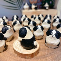 Border Collie mignon fait à la main sculpture sur bois petits ornements cadeau poupée Border Collie ornements de bureau cadeau personnalisé pour animaux de compagnie