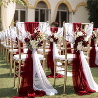 Foulards de chaise de mariage, décorations d'allée, drapés en mousseline, nœuds en tissu, écharpes sans plis, attaches de chaise de mariage