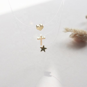 Gargantilla de estrella transparente flotante, hilo de pescar Unisex, collar Invisible de ilusión de corazón - Product Image 5