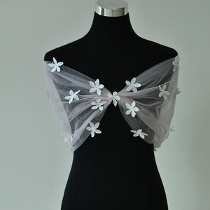 YouLaPan Écharpe de mariée en dentelle, boléro, châle, cape, boléro en maille, châles de mariée, vestes de robe de mariée, boléro à franges, couvre-épaules MG48-P - Product Image 5