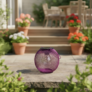 Lanterne solaire en forme de boule, en métal, avec fil de maille, lampe suspendue, micro <span class=keywords><strong>LED</strong></span> blanc chaud, panneau solaire, certifiée RoHS, IP44, pour extérieur, fête - Product Image 3